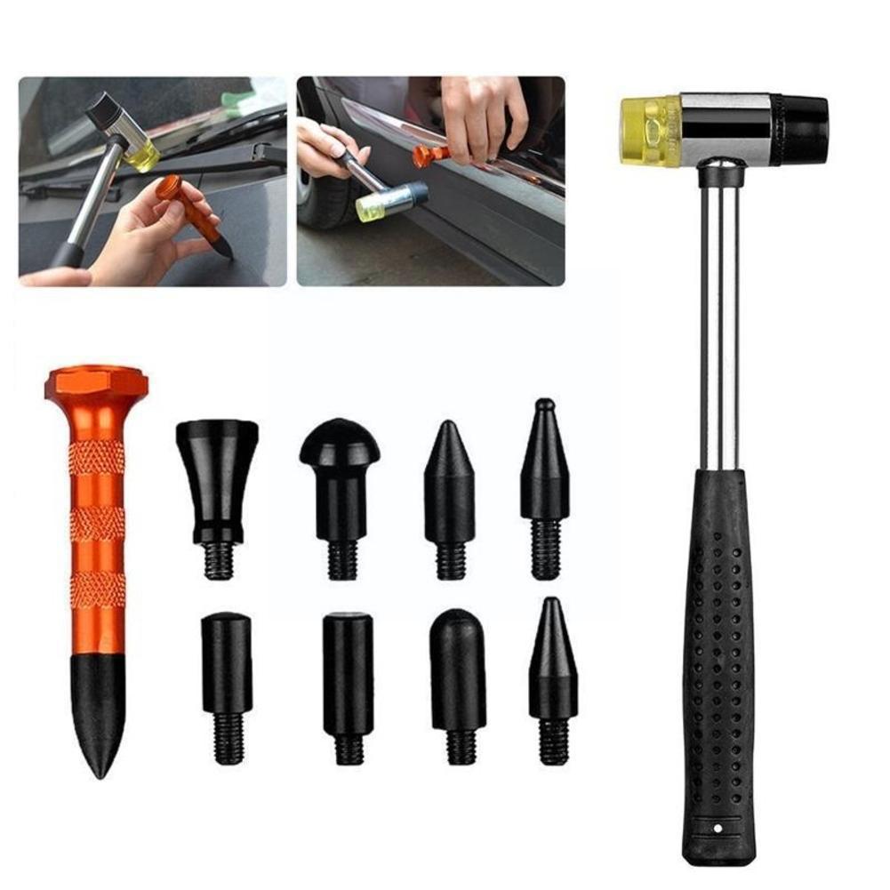 Bilplåtsbuckla Reparationsverktyg 8 Delar Huvud Bil Bucklor Flikar Ned Reparationsdragare Nylon Buckla Reparationspenna Hammare Set Bilplåtsreparationsverktyg