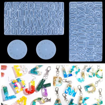 1 Pc DIY Crystal Epoxy Alphanumeric Mold 26 English Alphanumeric Mold /Round Clock Silicone Mold High Mirror Surface Craft