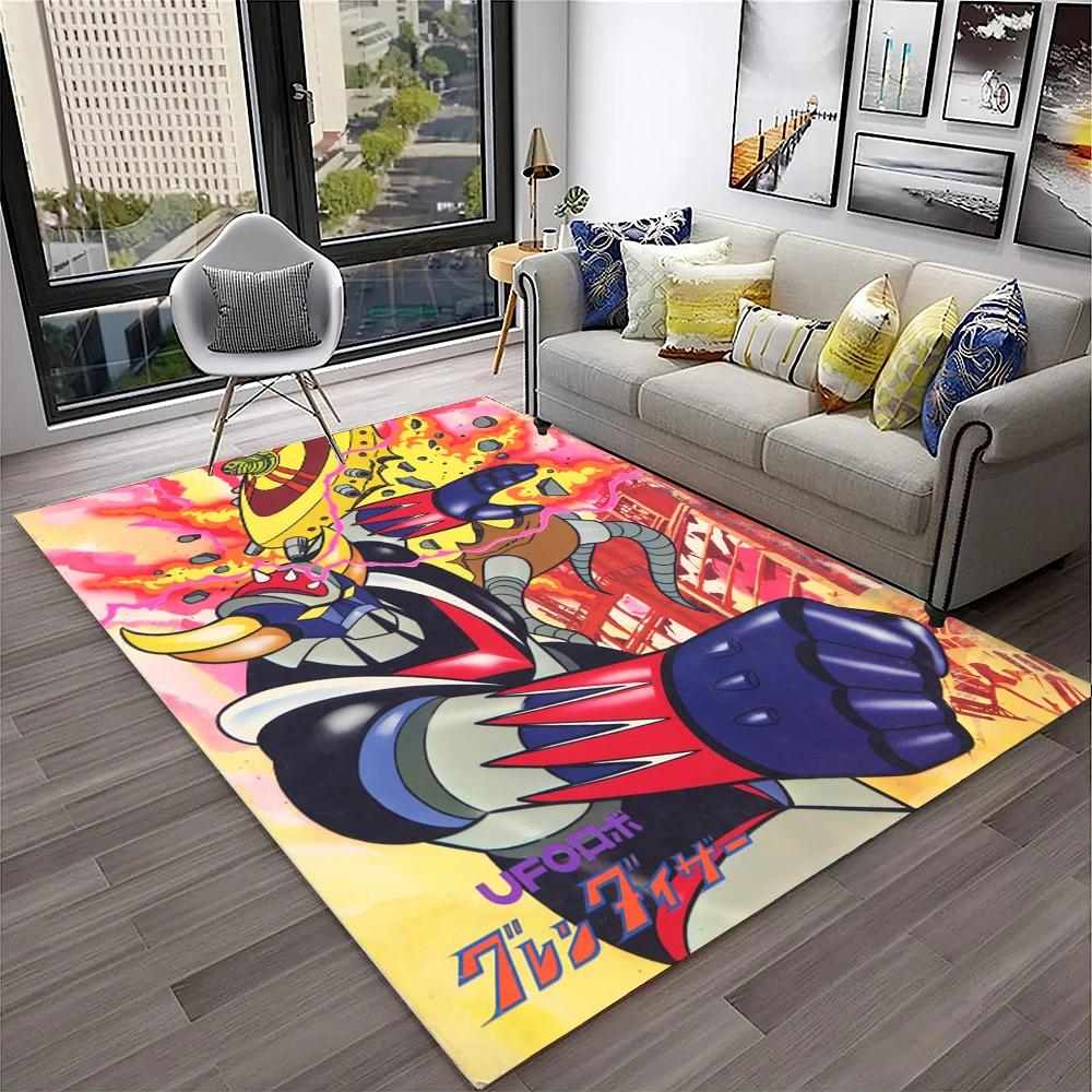 3D Cartoon UFO Roboter Grendizer Anime Teppich Teppich für Zuhause Wohnzimmer Schlafzimmer Sofa Fußmatte Dekor, Kinder Bereich Teppich rutschfeste Bodenmatte