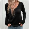Autumn Women's V-neck Black Sweater for Women