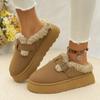 2024 Nieuwe Dames Pluche Pantoffels Winter Effen Kleur Warm en Comfortabel Dikke Zool Sneeuwlaarzen Imitatie Suède Casual Enkellaarsjes