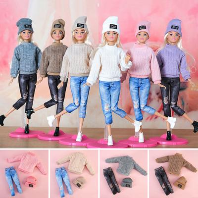 Doll Clothes Trendy Mini Compact Sweater Long Sleeve Decorate Doll Fabric 11 Inch Doll Suit with Hat Gift