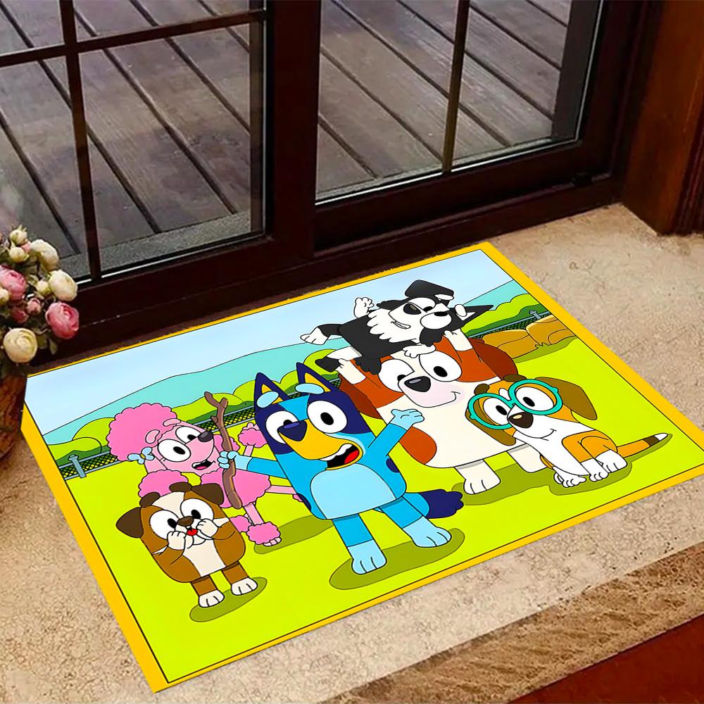 Bluey's Colorful Friends Themed Anti-Slip Rugs - Polyester Home Decor, Suitable for Bedrooms, Living Rooms, Doorways, Studios, and Decorations