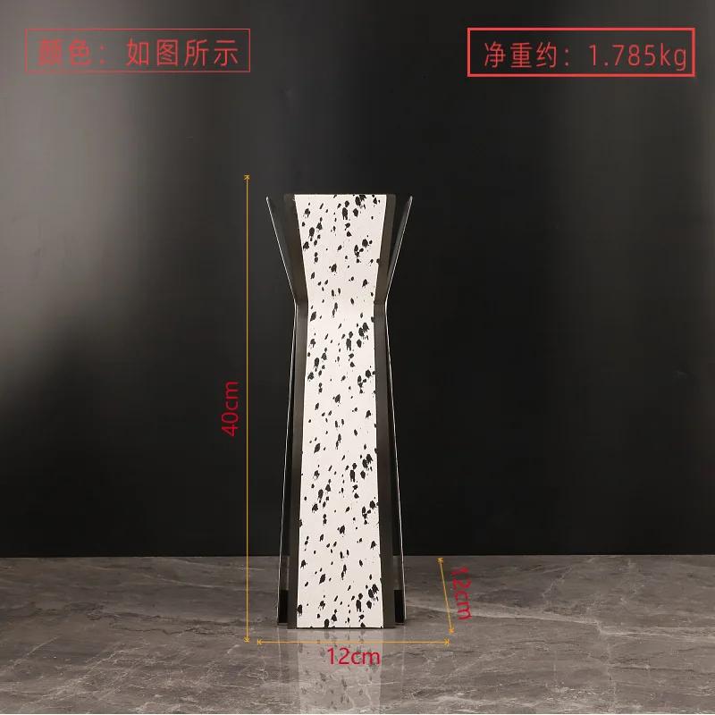 Luxury Stainless Steel Vase, Splashed Ink Art Leather Metal Flower Vase, Flower Arrangement, Living Room Decoration Ornament