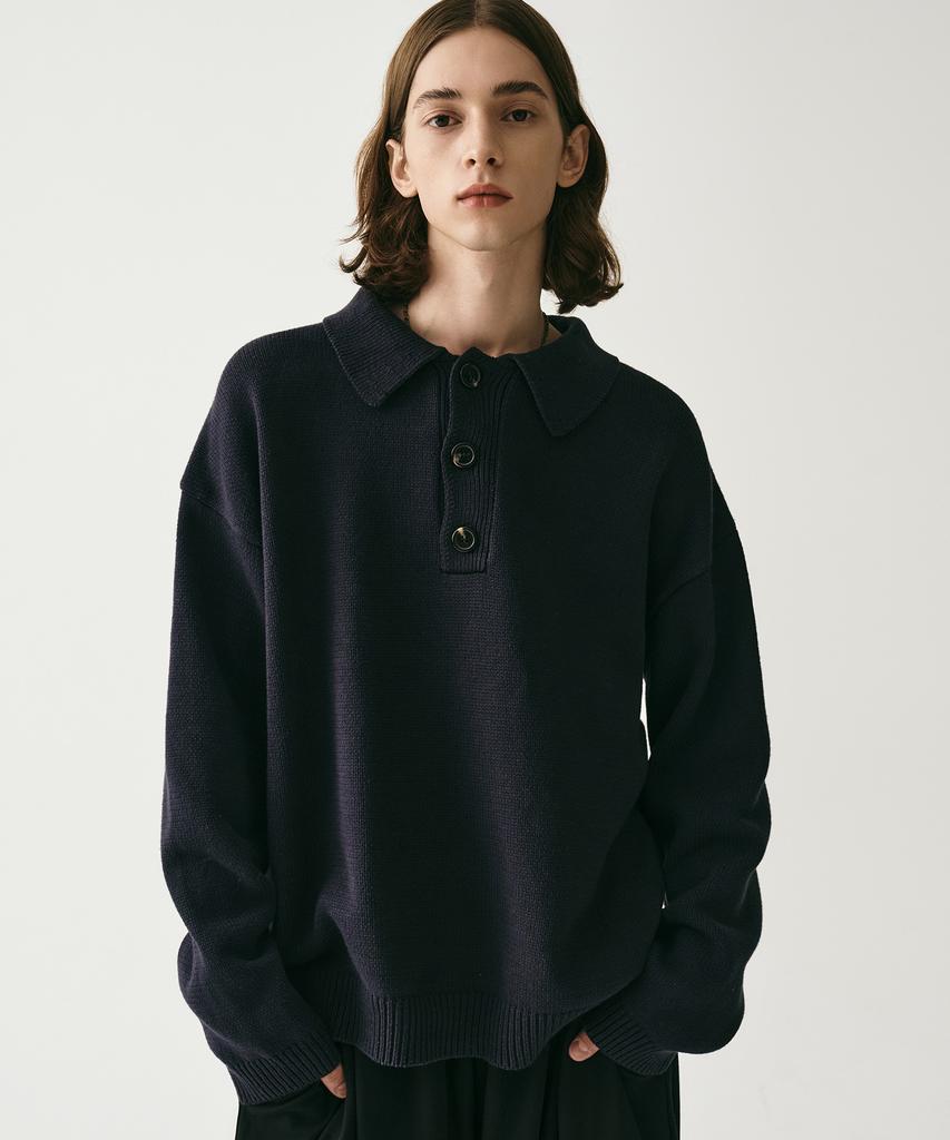 AVANDRESS Kamen Collar Knit Navy