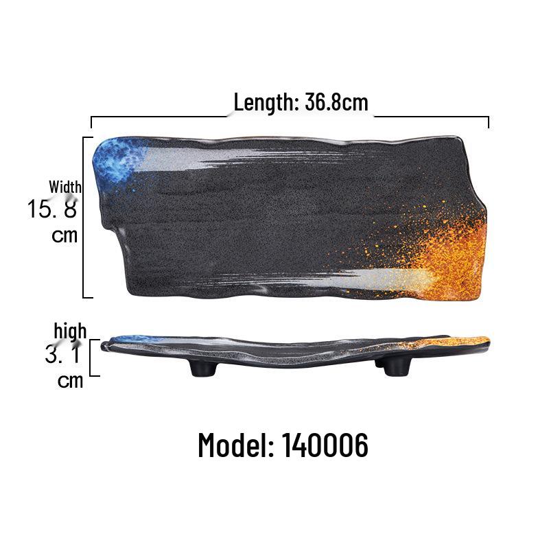 Japanese Melamine Rectangular Barbecue Side Dish Plate - Imitation Porcelain, Creative and Drop-Resistant for Hot Pot and Restaurants