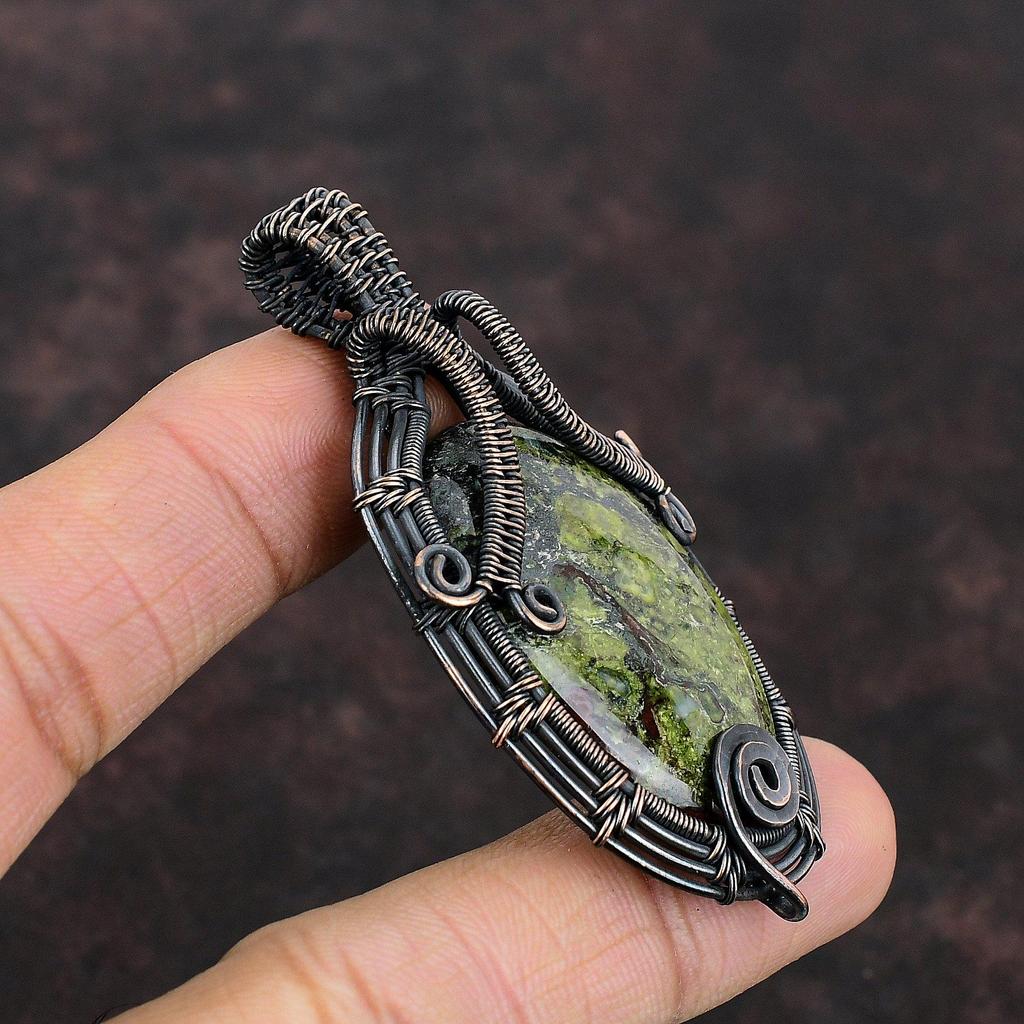 Dragon Bloodstone Pendant Copper Wire Wrapped Jewelry Handmade Gemstone Pendant Copper Wire Wrap Pendant Dragon Bloodstone Jewelry For Gift