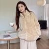 Winter Thicken Warm Sleepwear Oversize Flannel Women Pajamas Set Homewear Loose Casual Coral Fleece Turtleneck Hooded Loungewear