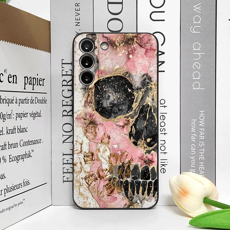 Coque de téléphone imprimée Fleur de Nuit Gothique Rétro Tête de Mort pour Samsung Galaxy S26 S25 S24+ S23 Ultra S22 Plus S20 S21 FE Housse Souple