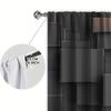 2pcs 3D Black Rectangular Formation Printed Curtain for Home Decor - Rod Pocket Window Treatment for Bedroom, Office, Kitchen