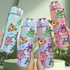 1PC Mixed Scribble Character Collage 750ml Color Plastic Sports Water Bottle Leakproof Flip Straw Lid Suitable for Sports Office Home Use