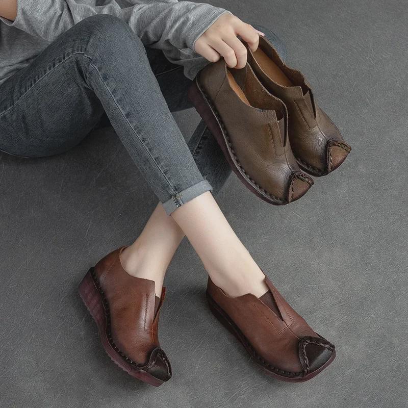 Shanghai Jiechu 2022 Ethnic Retro Women's Leather Shoes - Soft Sole, Comfortable & Stylish