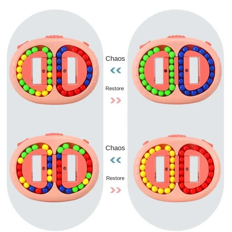 Rotating Magic Beans Cube Fingertip Fidgeted Toys Kids Adults Stress Relief Spin Bead Puzzles Children Education Intelligence