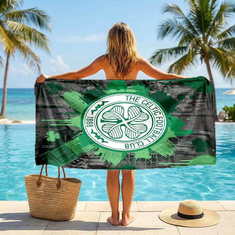 Celtic FC-tryck Snabbtorkande Strandhandduk Mikrofiber Absorberande Bärbar Resehandduk för Simning