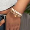 5-delige Set Mode Ronde IJzeren Plaat Imitatie Kristal Hars Kralen Elastische Armbanden voor Vrouwen Strand Vakantie Bedels Sieraden Sets