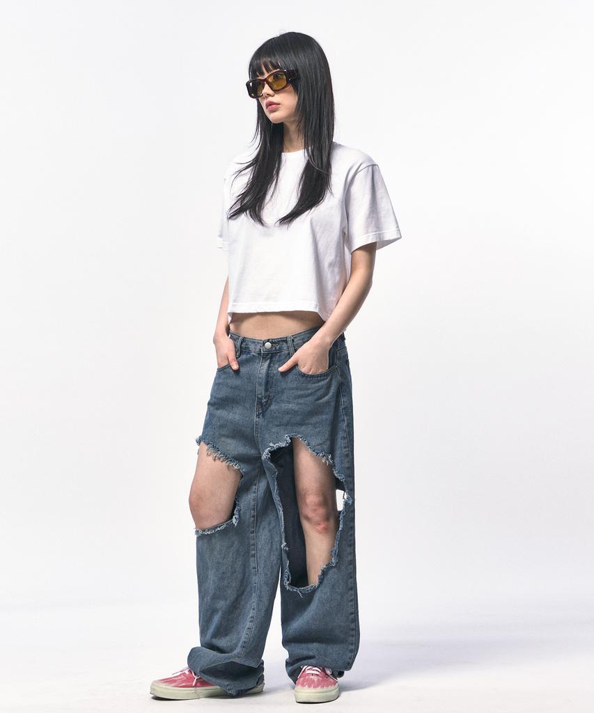 C WEAR BY THE GENIUS Oversized Crop T-Shirt White