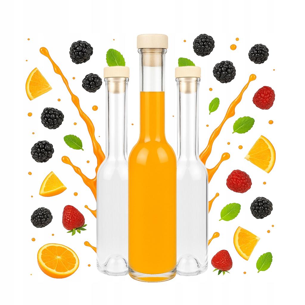 FENICE Glass Bottle 200ml + Cork FOR LIQUEURS, OLIVE OIL, JUICE, WINE, SYRUP