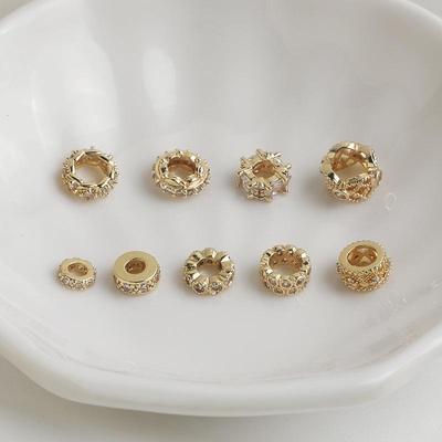 14K Gold Plated Zircon Crown Gear Necklace Beading Material for DIY Jewelry Accessories