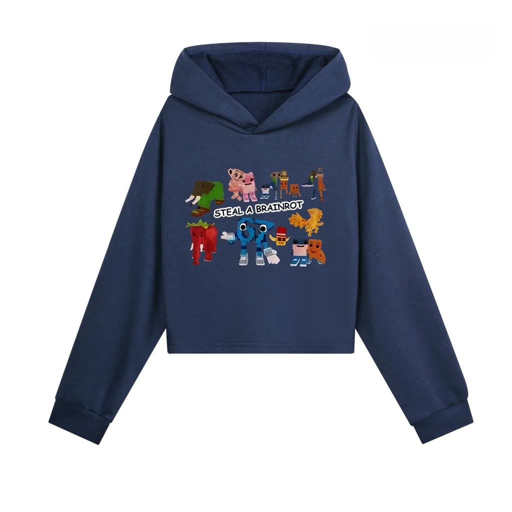 5214 Enfants Filles Volent un Brainrot 67 Six Sept Imprimé Décontracté Manches Longues Sweat à Capuche Haut