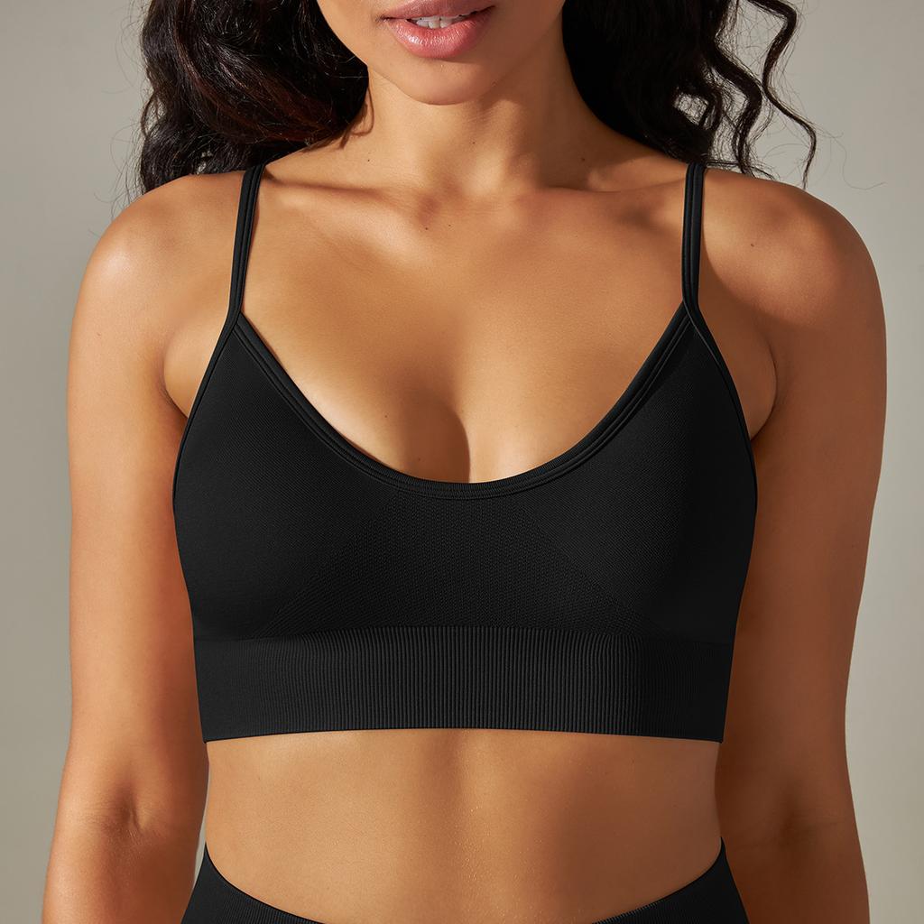 Seamless Peach Back Five-piece Set Solid Color High Waist Tight Jacquard Back Bra Vest Yoga Pants Set