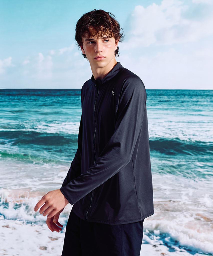 Leijibi Multi-Cooling Essential Loose Fit Zip-Up Rash Guard M Charcoal
