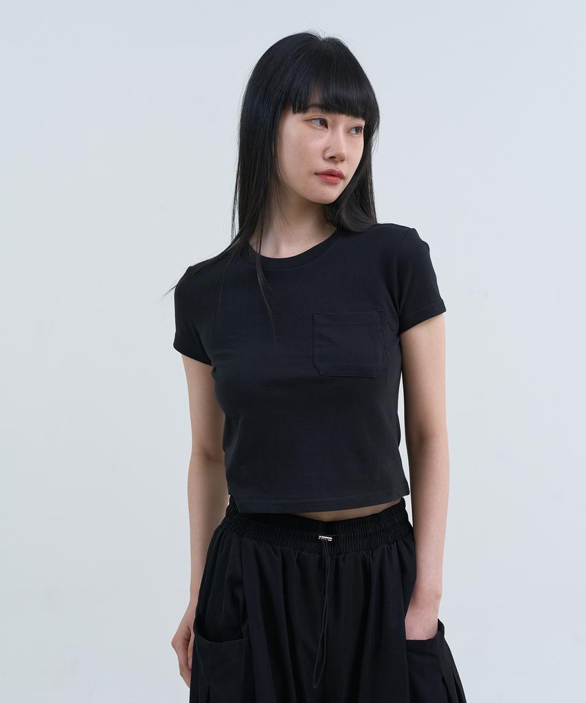 Yuseuteule Chest Pocket Short Sleeve T-Shirt (Black)
