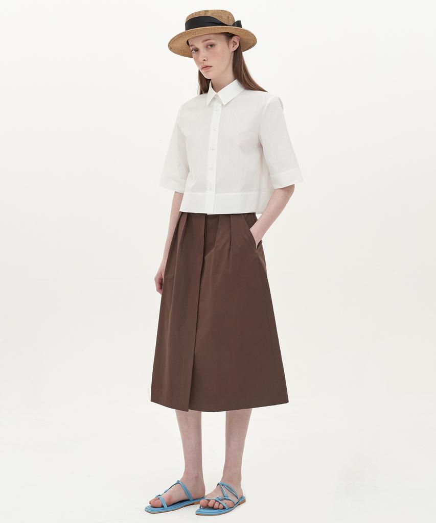 Jun By Jun K Hidden Button A-Line Skirt_Chocolate