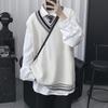 Gilet en maille à col en V pour homme - Style coréen, Printemps/Automne, Coupe ample