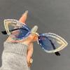Neue Katzenaugen-Sonnenbrille mit Diamanten besetzt, personalisiert und trendig, Outdoor-Sonnenbrille, Sonnenschutz, Party, Metallbrillenbügel