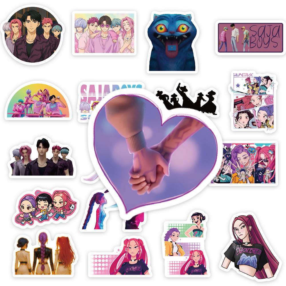 K-Pop Demon Hunter Girl Group Stickers: Creative, Two-Dimensional, DIY Scrapbook, Waterproof, 74-Pack.