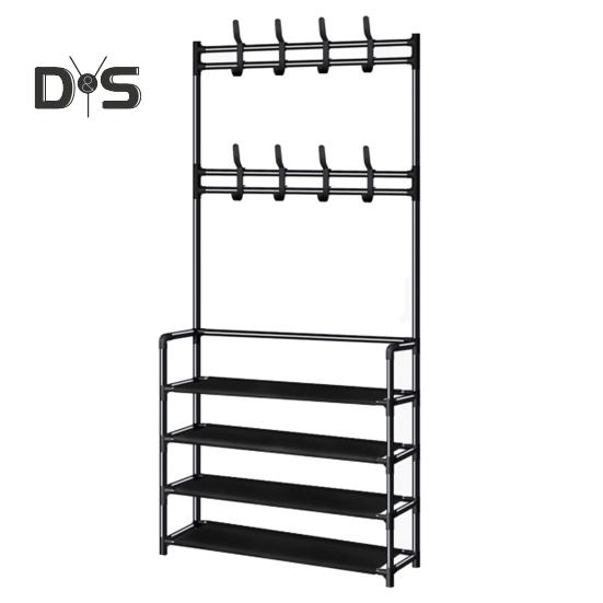 With Coat Shelf Storage Rack 45 Layers Shoe Rack Bedroom Entryway Freestanding Garment Clothes Organizer Rack With Hat Hanger