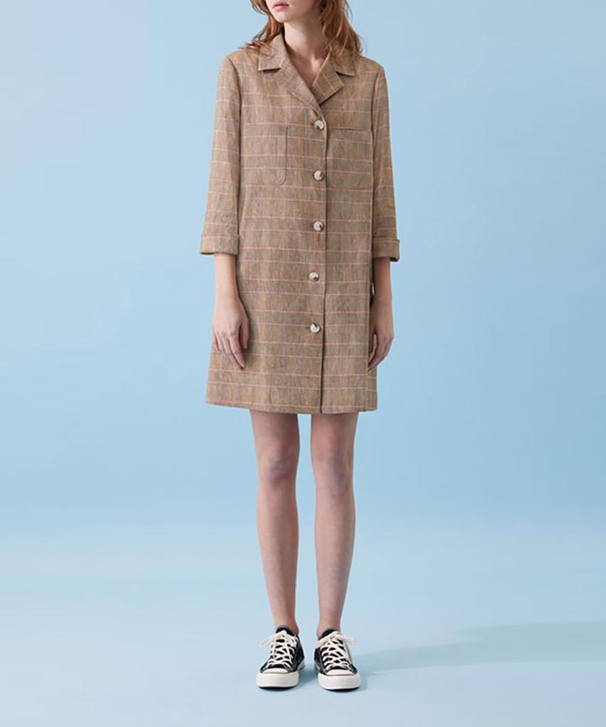 Boyeon Linen Long Jacket Mini Dress Check 021A
