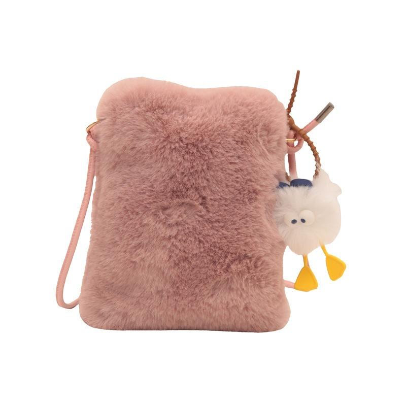 Herfst en winter nieuwe pluche wissel messenger bag lippenstift mobiele telefoon schouder kaarttas schattige pluisjes tas