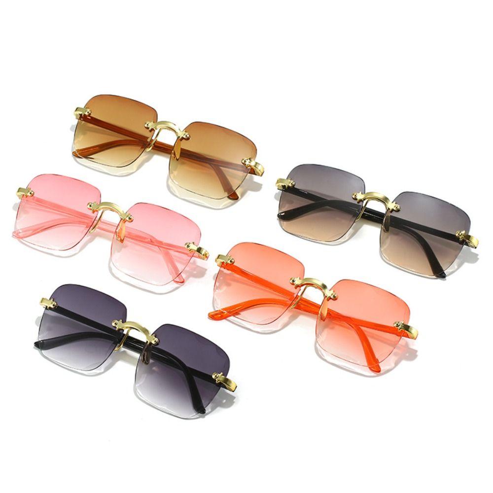 UV400 Gradient Sunglasses Vintage Women Shades Fashion Frameless Sun Glasses for Summer