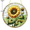 Sunflower Sunset Mountain Scenery Sun Catcher Stained Round Acrylic Hanging Decoration Suitable for Window Suncatcher Door, Four Seasons Decoration