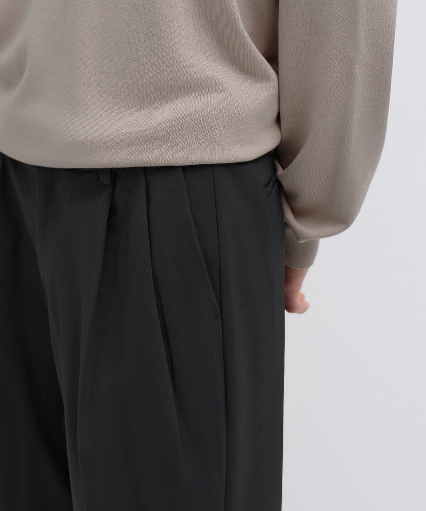 MUSINSA STANDARD Real Wide Hidden Banding Slacks [Dark Gray]