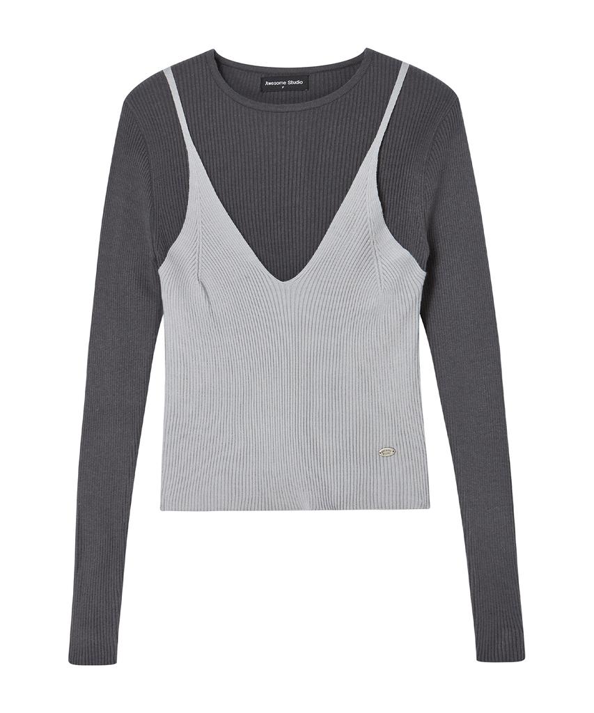 AWESOME STUDIO Bustier Layered Knit Charcoal