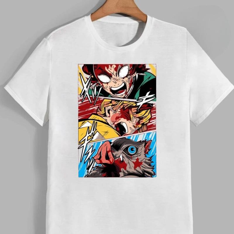 Japanese Demon Killer Anime T Shirt Summer Cotton Men Women Streetwear Casual Couple Harajuku Casual Tanjiro Hashibira Inosuke
