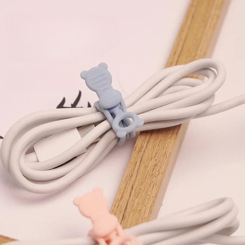 10 Pièces Organisateur de Gestion de Câbles Réutilisable Attaches de Câbles en Silicone Organisateur de Cordon Élastique Polyvalent pour Fixer les Câbles Fils