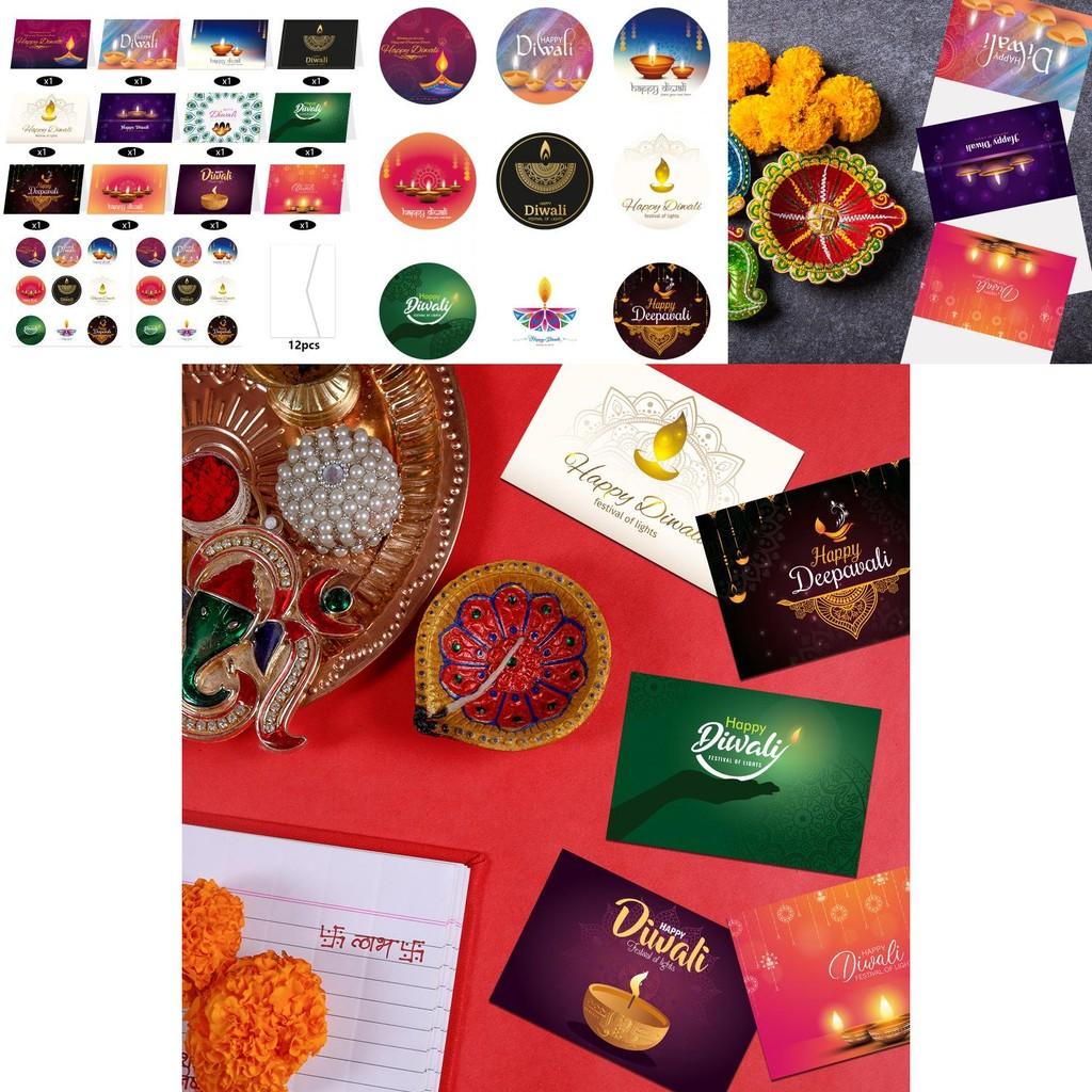 Diwali Festival Greeting Card Set With Envelopes And Stickers For Home Decor
