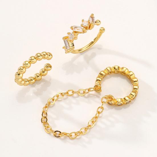 3Pcs Ear Cuffs for Women, Thin Chain Hanging Ear Bone Clips, Non-Pierced Ear Cuffs with Cubic Zirconia for Commuting Dating Party Travel Jewelry