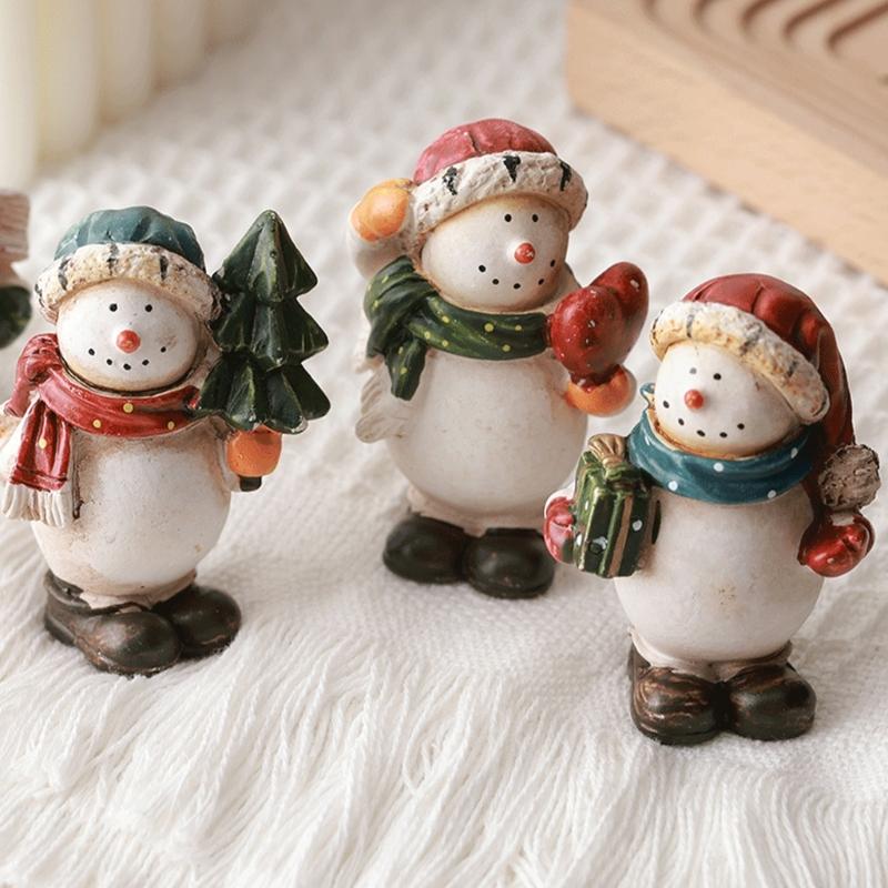 Weihnachts Harzfigur Schneemann Weihnachtsmann Statue Ornament für Wohnraum Tischdekoration Harz Handwerk Geschenk