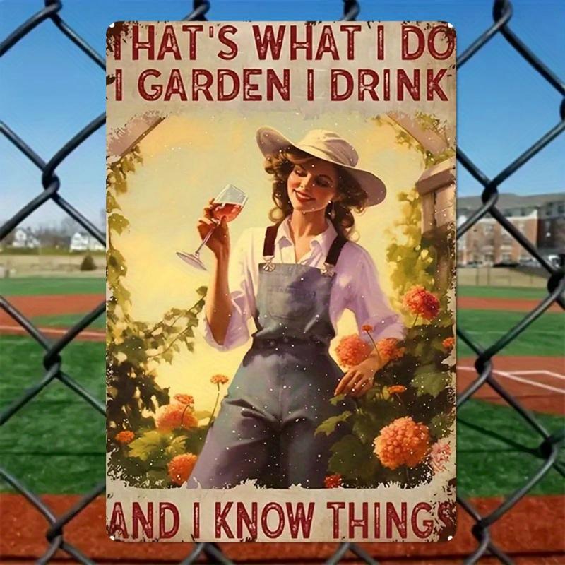 Vintage Metal Garden Sign with Inspirational Quote Rustic Wall Decor for Gardeners and Wine Lovers X Iron Plaque Mix