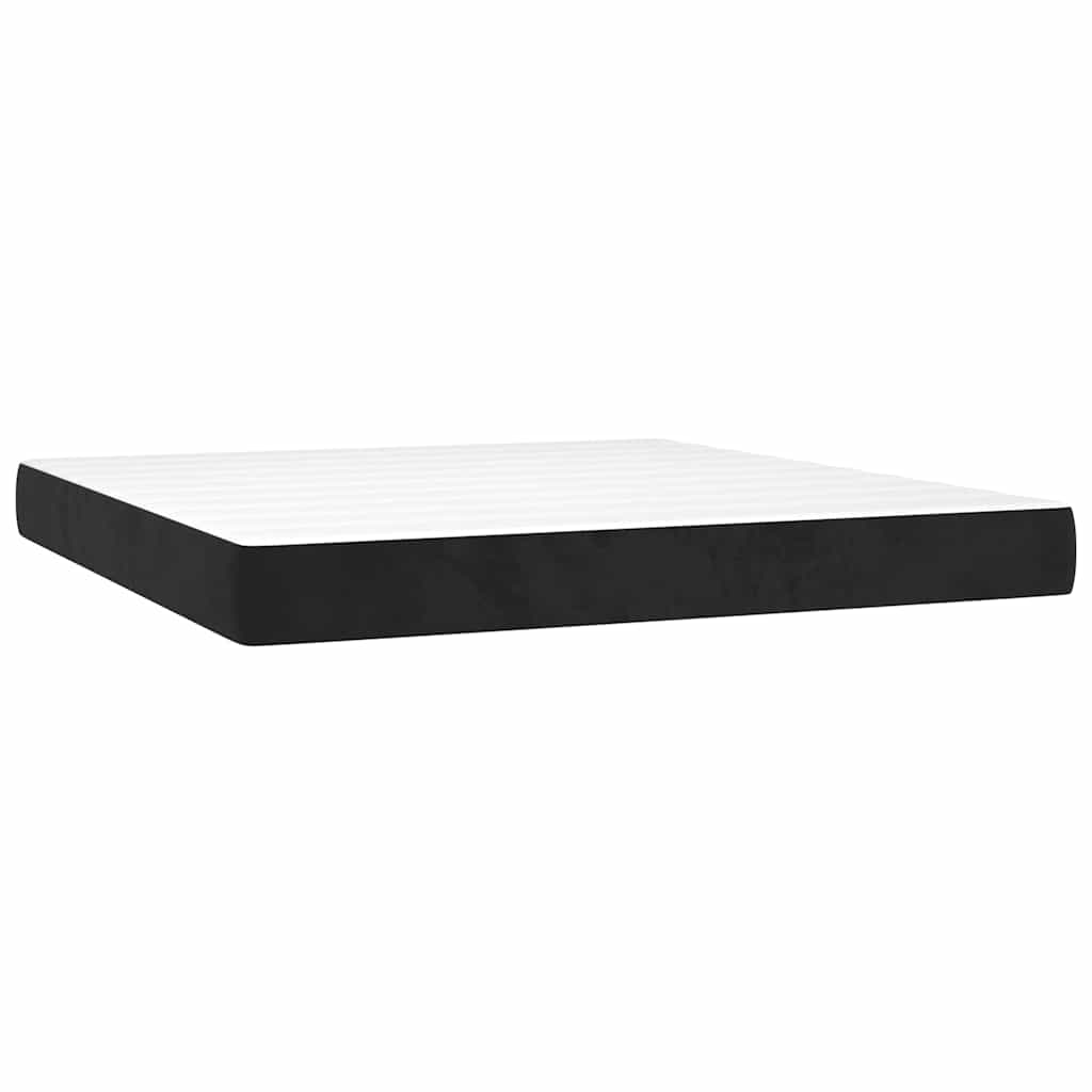 Box Spring Bed with Mattress Black 160x200 cm Velvet