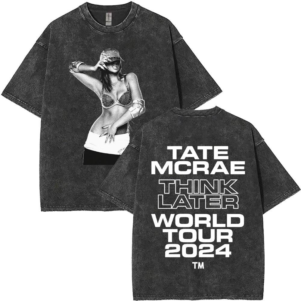 Washed Singer Tate Mcrae Album So Close To What Miss Possessive World Tour T Shirts Men Women Fashion Oversized Tshirts