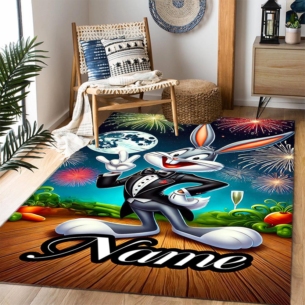 Looney Tunes: Name Frames Customize Text Floor Rug Office Rug Suitable for Dining Room Living Rooms Outdoor Kitchen Anti-slip Rug Office Home Decor