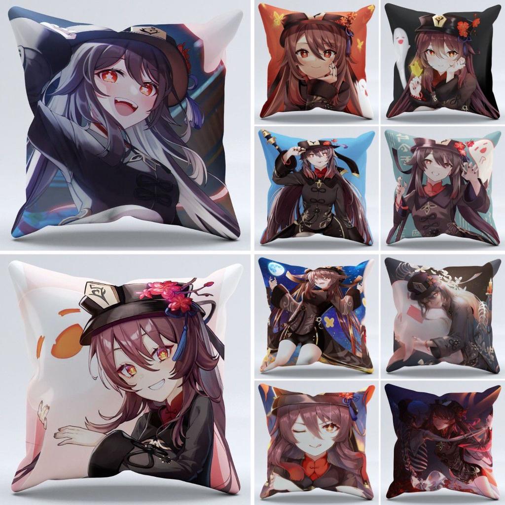 Genshin Impact Hu Tao Pillow Case Luxurious Peach Skin Velvet Anime Game Cushion