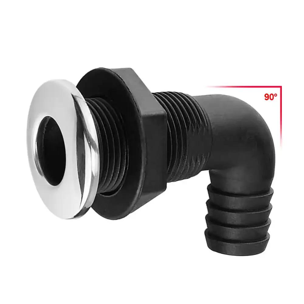 Nylon Plastic Thru Hull Bilge Fitting With Stainless Steel Rim Bilge Pump Aerator Hose Boat Marine Yacht Sail RV Accessories