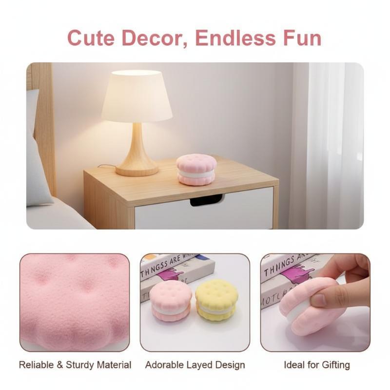 [J] Slow Rising  Biscuit Fidget Toy Soft Touch Realistic Design Great For Stress Relief Kids Adults