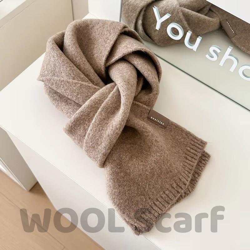 Korean Style Knitted Scarf Women Winter Warm Scarves Solid Cashmere Design Thickened Shawl Soft Long Pashmina Neck